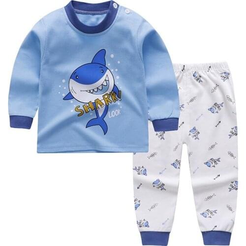 1-3 Years Old Childrens Autumn Home Childrens Wear Set Long Sleeve Trousers Cartoon Leisure Suit