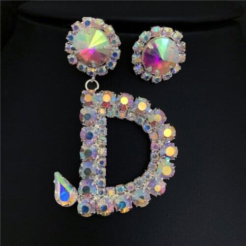 Initial A-Z Letter Crystal earrings for women Fashion luxury earrings Bling Rhinestone Zircon Big Hoop Earring Alphabet jewelry