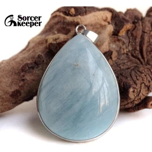 Genuine Aquamarinea Gem Real Natural Ocean Blue Aquamarln Pendant Necklace For Woman Man CBA Beads Stone Jewelry DIY Gift BF158