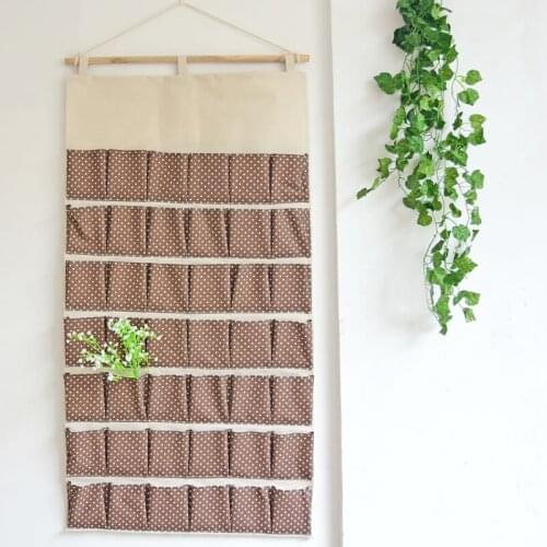 Long Increase 42 Pocket Wall Hanging Storage Bag Cotton Fabric Hanging Bag Debris Storage Bags Organizer Toy Storage