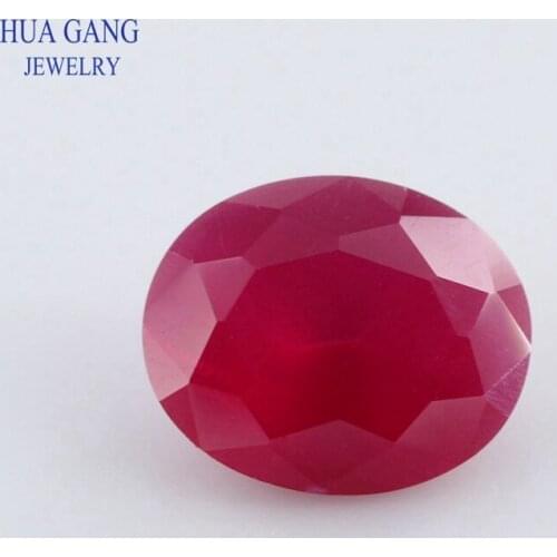 Size 2x3~13x18mm Oval Cut 5# Red Stone Matte Bottom Synthetic Corundum Gems Stone For jewelry Wholesale Free Shipping