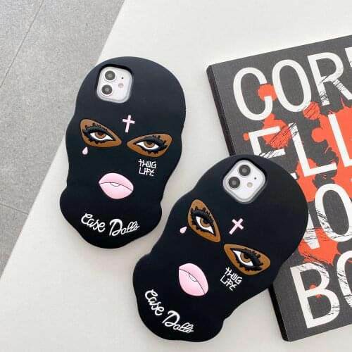3D Cartoon Mask Silicon Case for iPhone 12 11 Pro Max 7 Plus 8 6 6s 5 5S SE 2020 X XR XS Girl Tear Cute Dolls Phone Back Cover