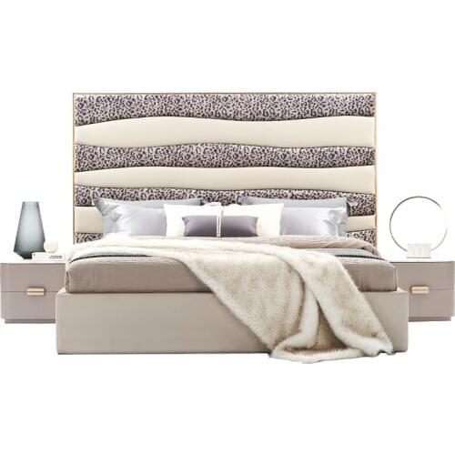 Light luxury modern high-grade leopard skin cloth double bed bedroom fashion wild inspiration art wedding bed