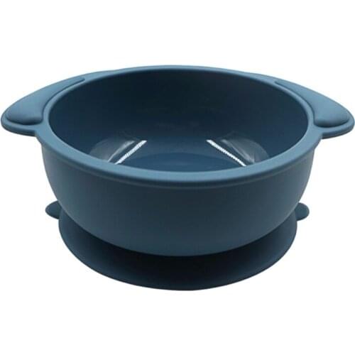 D0AF Baby Suction Dinner Plate Infant Learning Feeding Dish Silicone Solid Color Bowl