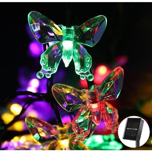 7M 50 LED Outdoor Solar String Lights Waterproof Solar Butterfly Lights With 8Modes For Porch Backyard Patio Decorative Lamp