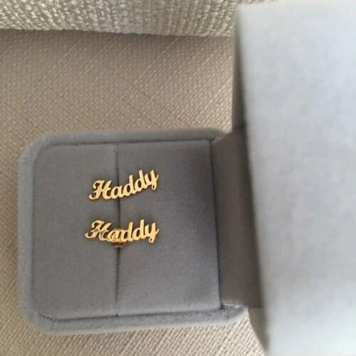 Christmas Earrings Personalized Letter Custom Name Earrings For Women Stainless Steel Jewelry Rose Gold Cute Ear Studs BFF Gifts