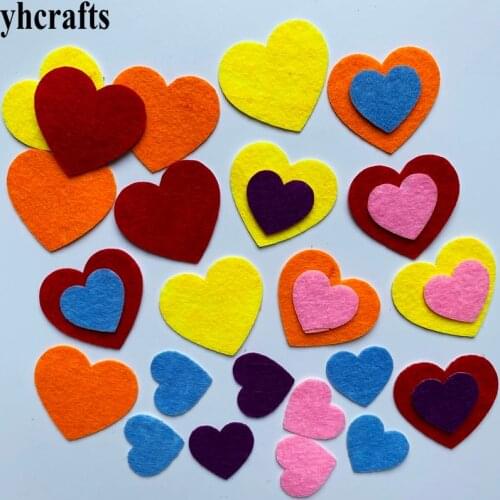 1bag(30-50PCS). Heart Felt stickers Fabric crafts Early learning educational DIY toys Color shape learning Kindergarten crafts