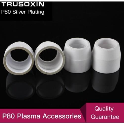10pcs 80 100 120A Plasma Cutter Consumables Silver Ceramic Cups of p80 Plasma Cutting Gun and Torch