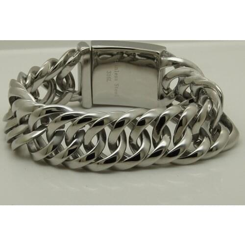 2.20cm(0.86 inch) width classic shiny link men/boy 316L stainless steel classic link chain bracelet