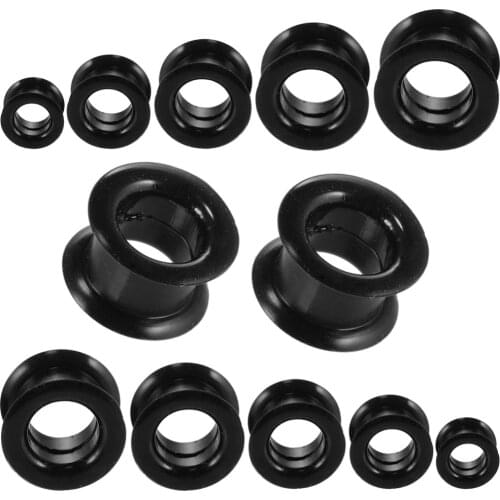 2Pcs/lot Black Hollow Ear Flesh Tunnel and Plugs Expander Piercings Mixed Size Hollow Ear Gauges Stretcher Body Fashion Jewelry
