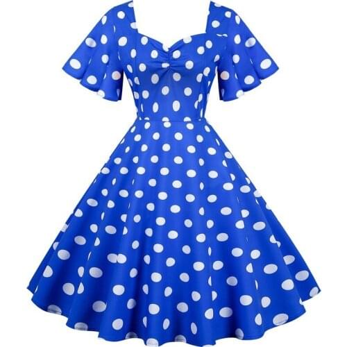 2021 Elegant Fashion Polka Dot Summer Dresses Women Robe Swing Ruff Short Sleeve Casual Party Chic Vintage Sundress Vestidos