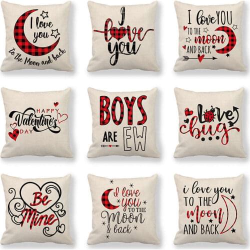 2021 New Valentines Day Series Pillow Cover Artificial Linen Cushion Covers 45*45 Valentines Day Gift Pillow Covers Decorative