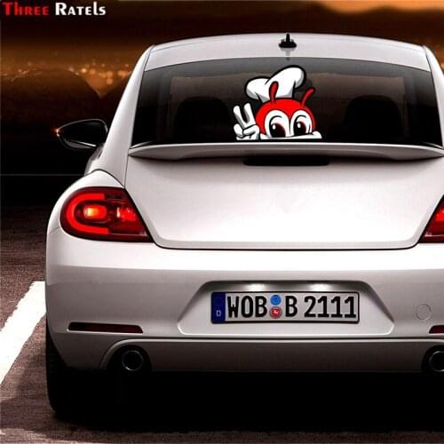 Three Ratels FC35 3D Cute JOLLIBEE Peeking Anime Car Sticker Vinyl PVC Decal for Kids Room Wall Laptop Kitchen Waredrobe