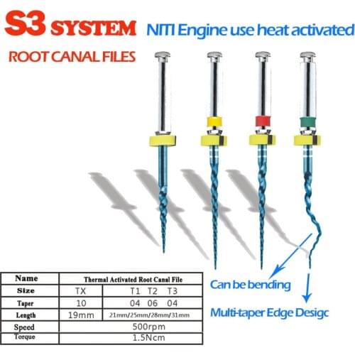 4 Pcs/ Pack Dental Files Dental Endodontic Files Use For Root Canal Cleaning Heat Activation Heat Activated S3 System Dental