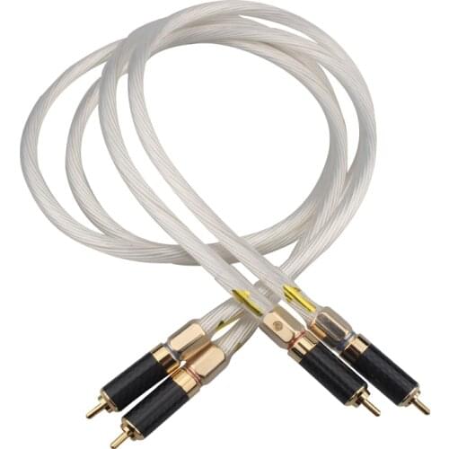 5NOCC Single Crystal Silver RCA Cables HiFi Carbon Fiber RCA Adapter - Audio Cable