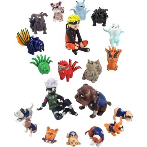 9pcs 11pcs Naruto Shippuden Figurine Naruto Kakashi Shuukaku Nekomata Isonade Sokou Houkou Kaku Kyuubikitsune Anime Model Toy