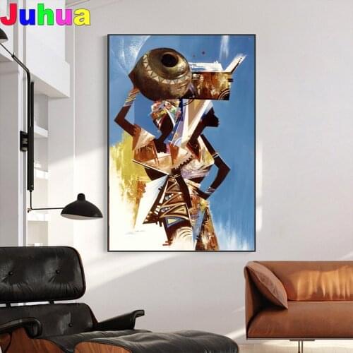 Abstract Black African Woman 5d diy diamond painting cross stitch full square round drill diamond embroidery gift home decor
