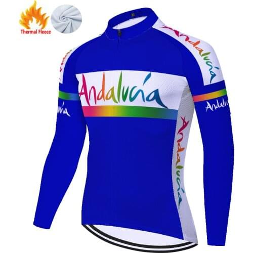 Andalucia Winter Thermal Fleece Manga Larga Maillot Maglia Equipamento Mallot Ropa Ciclismo Hombre Camiseta Ciclismo Masculino