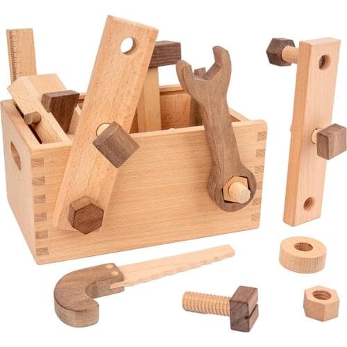 Wooden Childrens Multifunctional Simulation Repair Tool Tabletop Screwing Screws Disassembly Assembly Toolbox Educational Toys