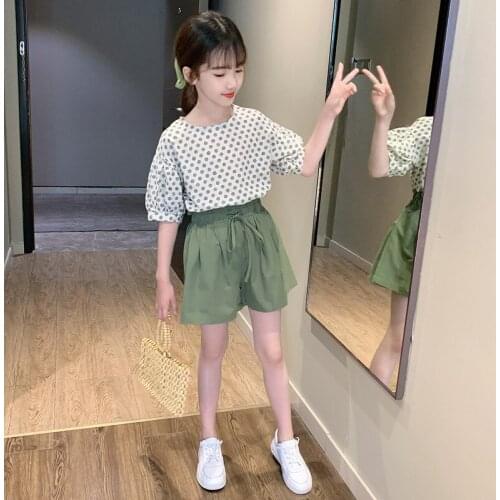 Childrens Clothing 2021 Summer Girls Sets Polka Dot Short Sleeve 2pcs Outfit Suit Kids Clothes Tracksuit for Girls 6 8 10 Years