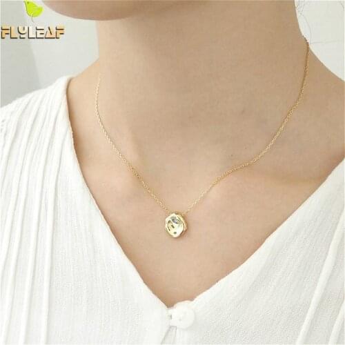 Flyleaf Unique Design 100% 925 Sterling Silver Irregular Metal Profile Pendant Necklaces For Women Fashion Jewelry