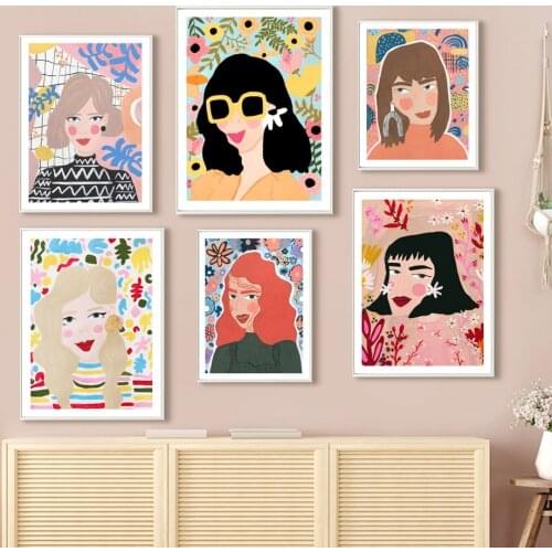 Colorful Woman Flowers Plant Vase Fashion Wall Art Canvas Painting Nordic Posters And Prints Wall Pictures For Living Room Decor