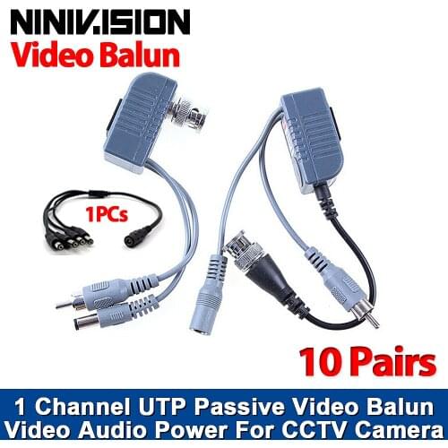 Hot UTP CCTV BNC video Balun power Passive Balun Rj45,POE Power Video Audio 3 in 1 Transceivers CCTV spare parts free shipping