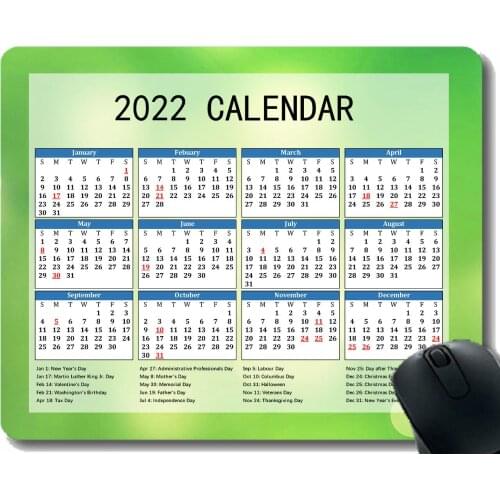 Gaming Mouse Pad 2022 Year Calendar with Holiday,Light Flower Tendrils Form Personalized Mouse Pad