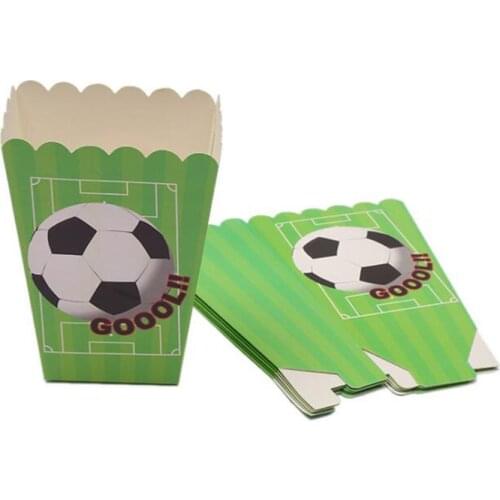6pcs/lot Football Theme Popcorn Box Snack Decoration Box Party Accessories Decorations for Kids Happy Birthday Supplies