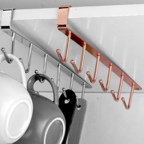 Hook No-punch Hanging Bathroom Wall Row Hooks Teacup Storage Shelf Hanger Kitchen Row Hook Kitchenware Storage Hook Household