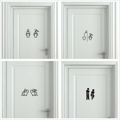 Makeyes Toilet Funny Designs Wall Stickers Door Decals Vinyl Toilet Doors Sticker House Bathroom Decoration Home Decor Q240