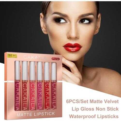 6PCS/Set Matte Velvet Lip Gloss Non Stick Waterproof Lipsticks All Seasons Applicable Non-Stick and Beautiful