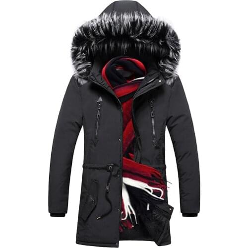 Mens Autumn and Winter Long Warm and Windproof Thick Cotton Jacket Mens Casual Fashion Jacket Parka Coat New Arrival Hot Sale