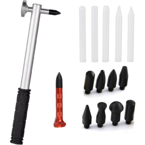Car Body Paintless Dent Repair Hail Removal Tools Kit 9 Heads Tap Down Hammer Knock Down Rubber Hammer for Remove Dent
