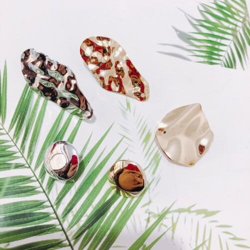 6 Pieces/lotalloyround Irregular ellipsewhite k k goldbead capsearings fashion jewelry stainless steel jewelrydiy jewelry