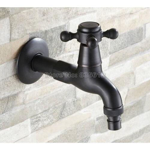 Wall Mounted Black Oil Rubbed Bronze Cross Handle Washing Machine Faucet /Garden Water Tap Wav111