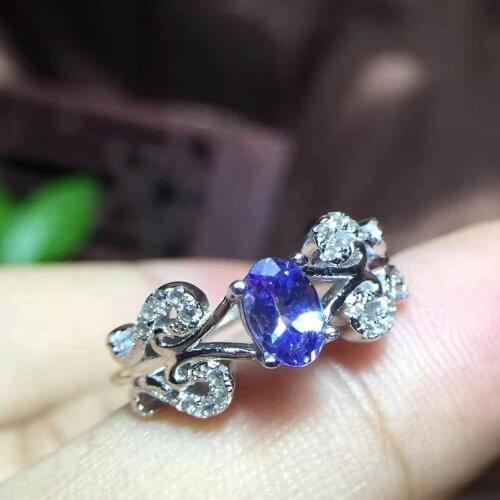 Natural And Real Tanzanite luxury ring ring Free shipping gemstone 925 sterling silver Fine jewelry