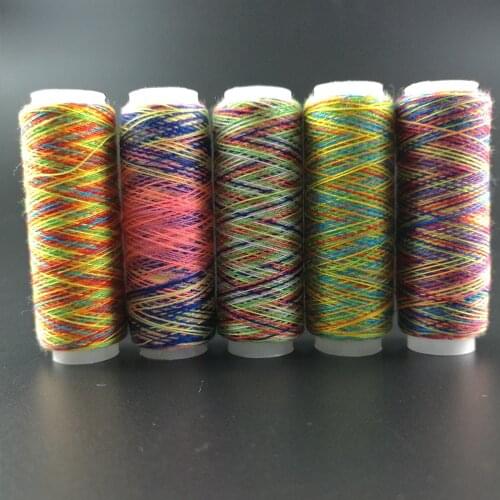 5Pcs/pack Rainbow Color Sewing Thread Hand Quilting Embroidery Sewing Thread for Home DIY Sewing Accessories Supplies Gifts