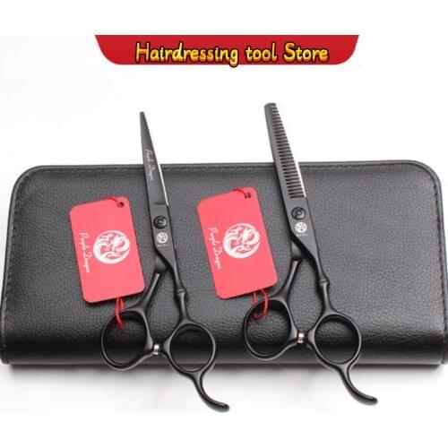 2Pcs/1Pair 6" 17.5cm 440C Purple Dragon Hairdressers Scissors Thinning Shears Cutting Scissors Professional Hair Scissors Z9030