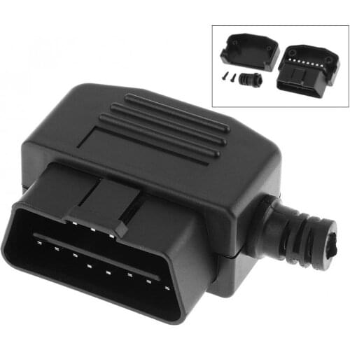OBD-II L Type 16 Pin Male Connector Wire Sockets Connector Plug with Shell and Screw Suitable for Car
