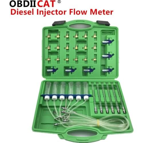OBDIICAT New Diesel Injector Flow Meter Test Kit Common Rail Adaptor Fuel Tester Set