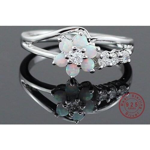 Charms Zircon Flower Opal Wedding Rings for Woman Delicate Cubic Zirconia Ring Fashion Female Jewelry Accessories 2019 New