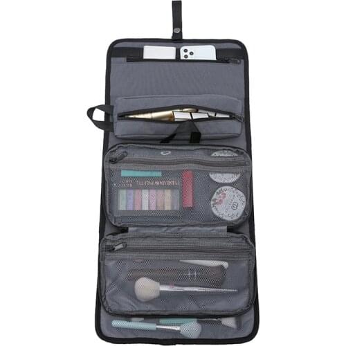 Polyester Polyester Fiber Material Stripe Solid Color Ladies Eco-friendly Toiletry Bag Travel Cosmetic Bag Toiletry Bag