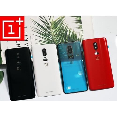 Official Battery housing Door case for Oneplus 6 Case Back Tempered glass Cover Replacement Part + Original Frame Camera Lens