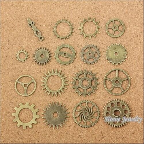 Wholesale 102 pcs Vintage Charms Mixed gear Pendant Antique bronze Fit Bracelets Necklace DIY Metal Jewelry Making 10030