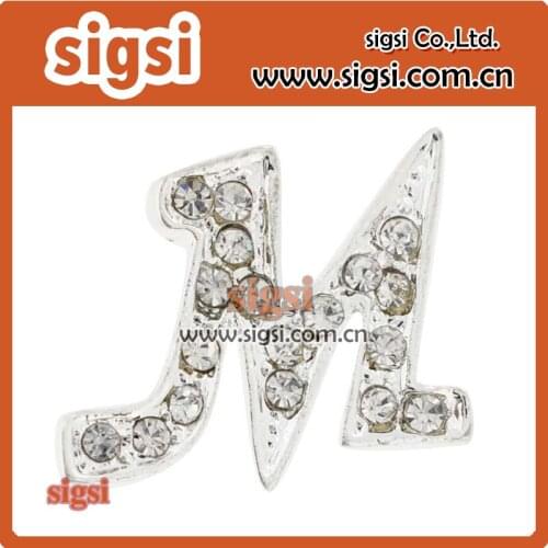 Wholesale personality letter rhinestone brooch crystal letter M brooch jewelry