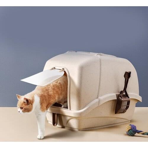 Portable Cat Litter Box Fully Enclosed Deodorant Automatic Cat Toilet Box Carrier Removable Cat Toilet Flip Cover Pet Training