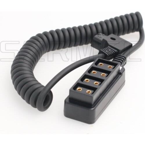 D-tap Male to 4 Port D-tap Female Hub Splitter Coiled Power Cable for ARRI RED Cameras Monitor Power