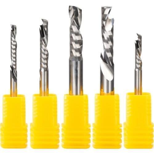 SHK 3.175/4/6 UP & DOWN Cut One Single Flutes Spiral woodworking Carbide Milling Tool CNC Router MDF Wood End Mill Cutter Bit