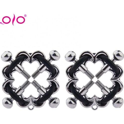 OLO 1 Pair Metal Bell Nipple Clamps With Chain Clips Flirting Teasing Sex Flirt Bondage Kit Slave Bdsm Exotic Accessories